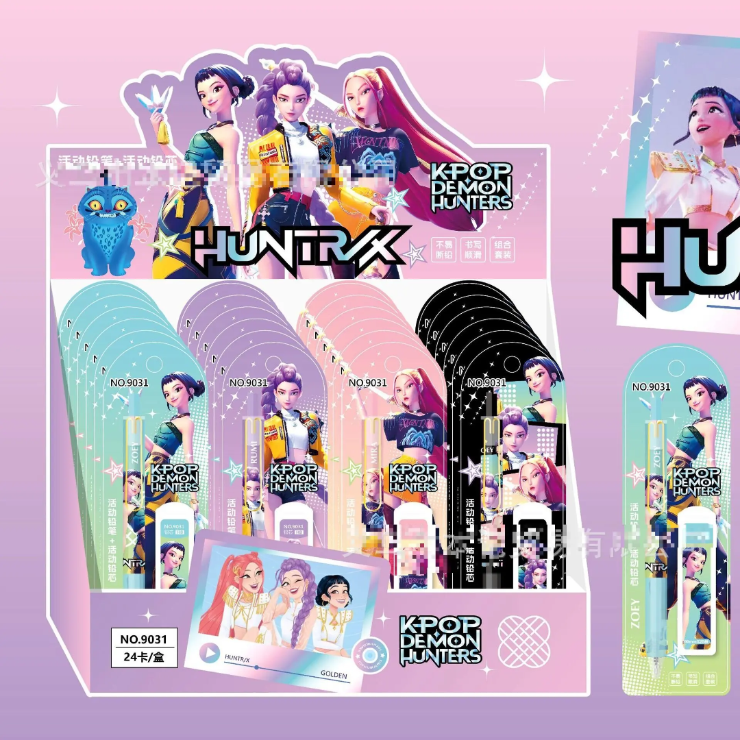 KPOP Demon Hunters Style Mechanical Pencil 4037 Set Cute Anime Stationery Smooth Writing Pen Gift Back to School Must-Have