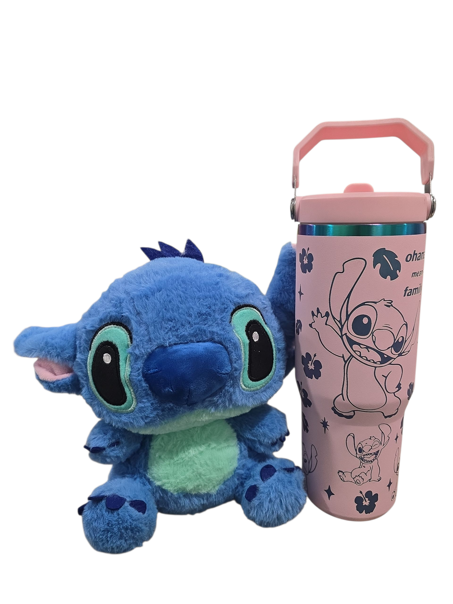 Stitch laser engraved tumbler cup water 30oz with stuff basket gift