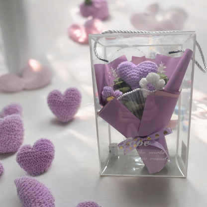 Gift box crochet roses bouquet led light gift in clear box