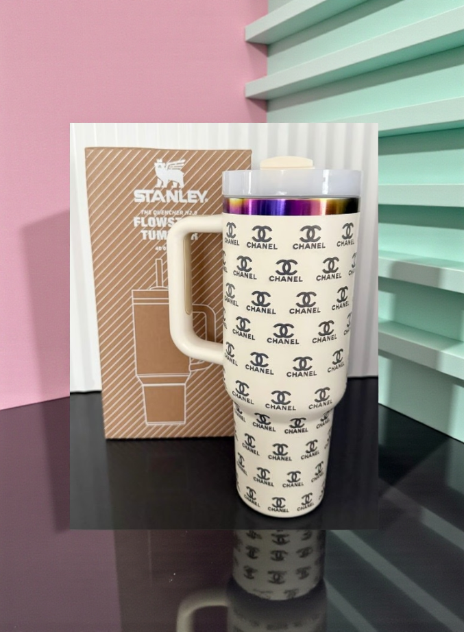 Custom design tumbler protour cup 40oz Chanel icon Laser Engraved new in box diferent colors