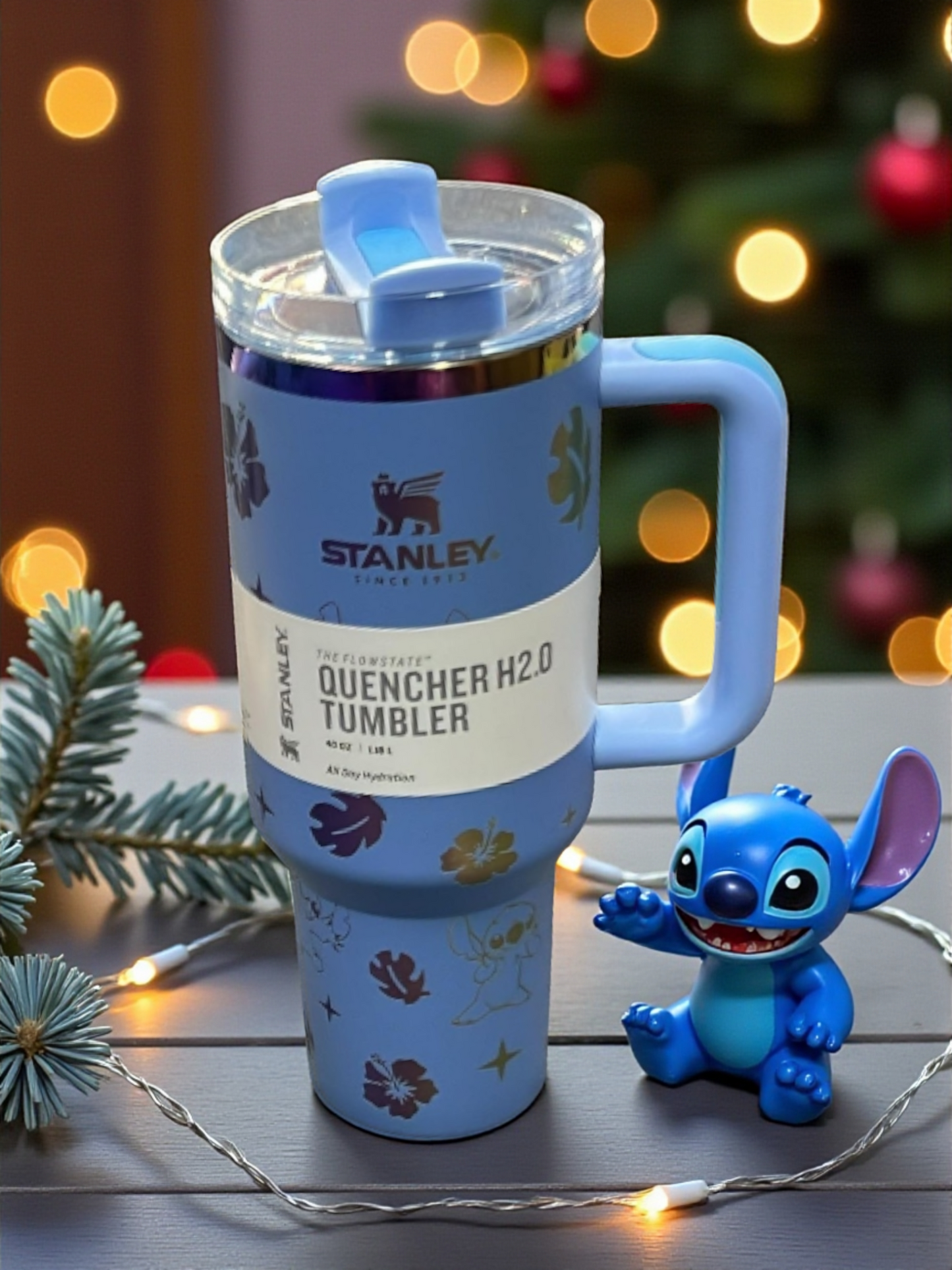 Stitch laser engraved tumbler 40oz cup with stitch stuffed basket free stitch straw topper