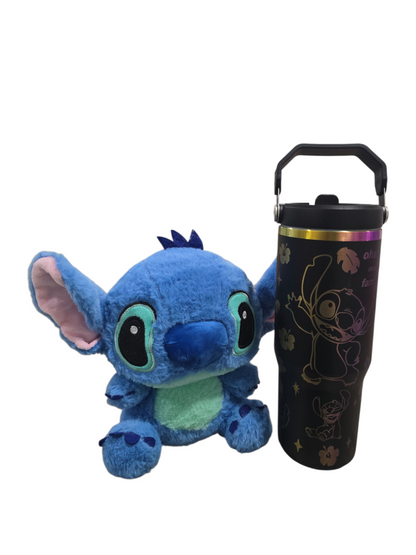 Stitch laser engraved tumbler cup water 30oz with stuff basket gift
