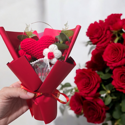 Gift box crochet roses bouquet led light gift in clear box