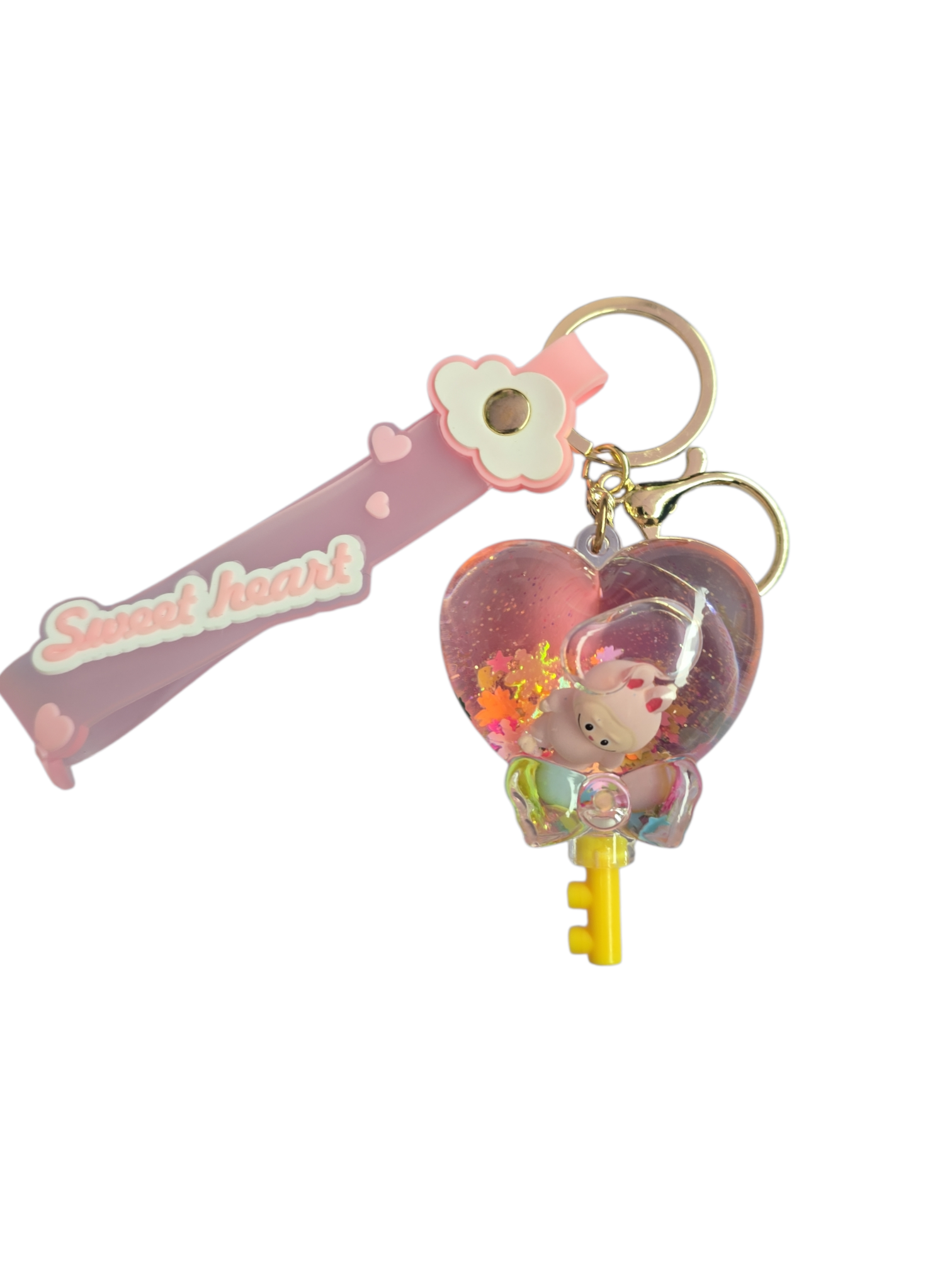 Cute Liquid Heart balloon Key Chain Creative Quicksand Snowflake Floating Jelly Bean Keyring Backpack Pendant KeychainGift