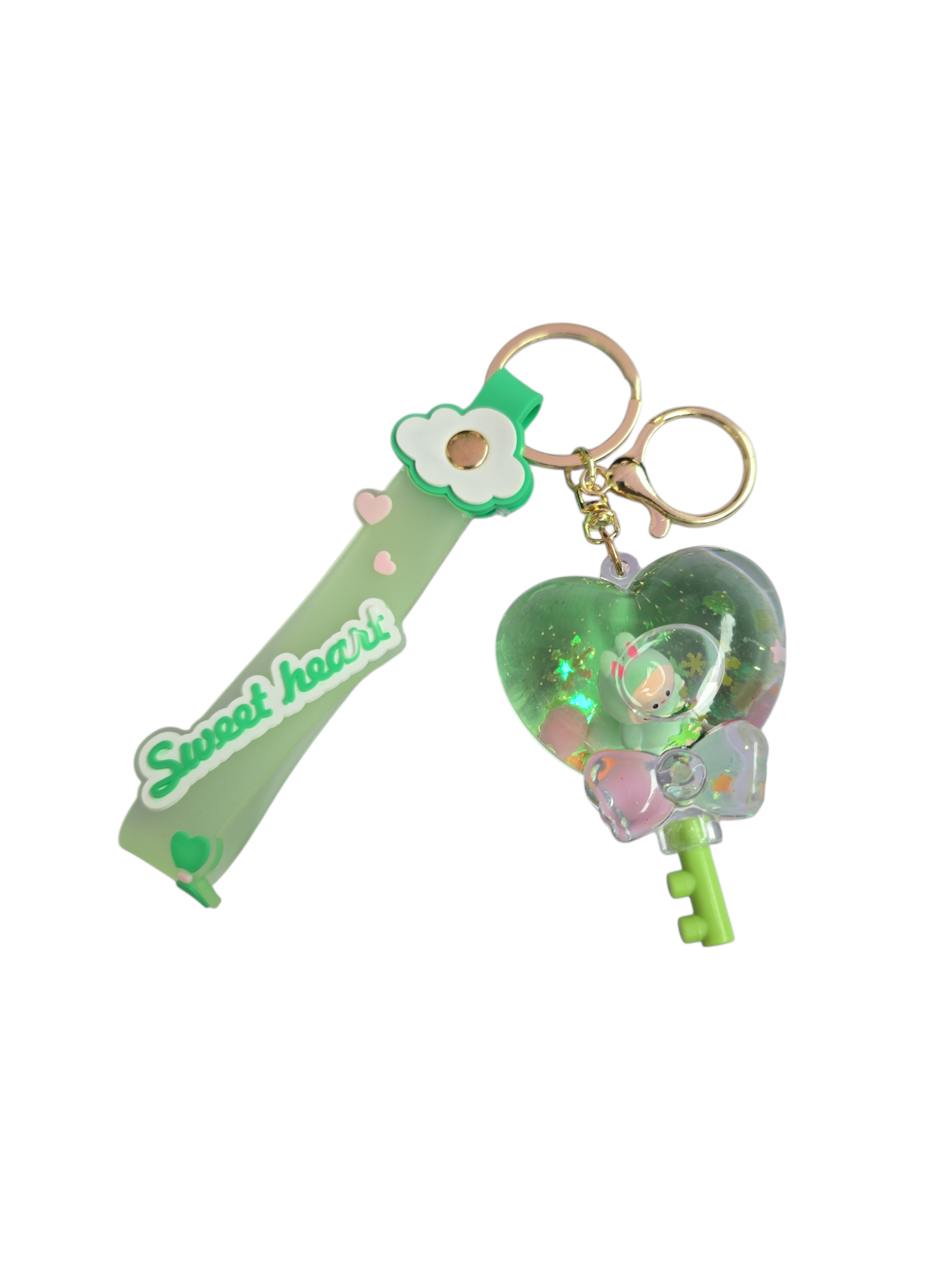 Cute Liquid Heart balloon Key Chain Creative Quicksand Snowflake Floating Jelly Bean Keyring Backpack Pendant KeychainGift