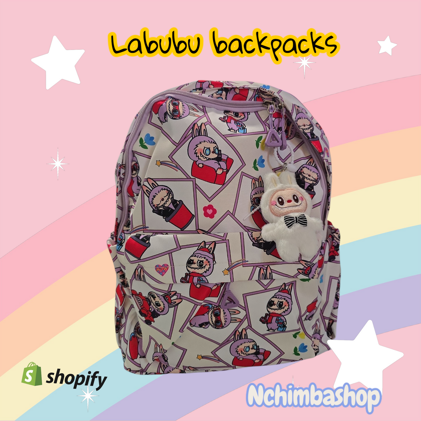 Large capacity  labubu cartoon backpack  lightweight students' schoolbags