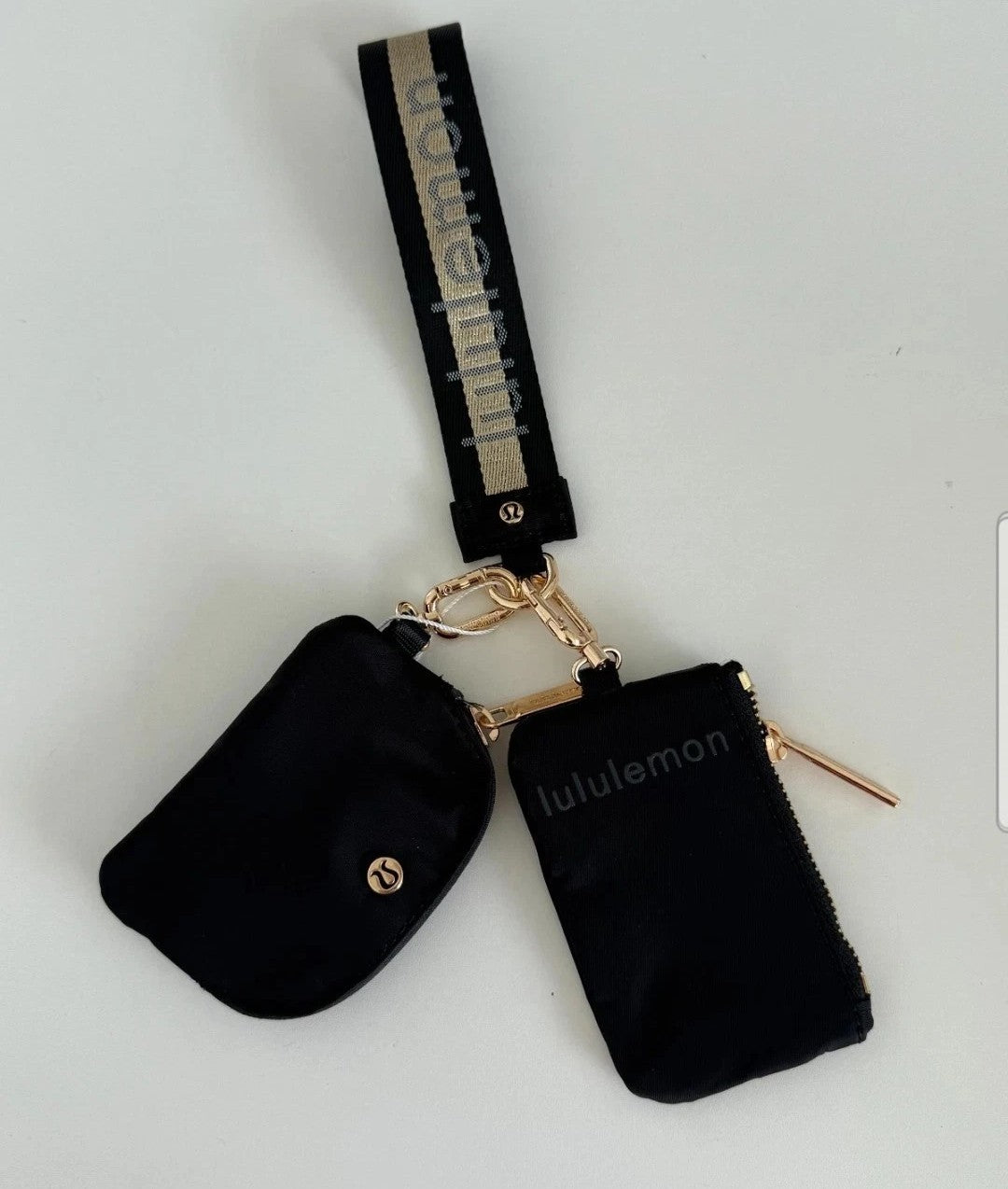 Dual pouch wordmark wrislet  Wallet Keychain