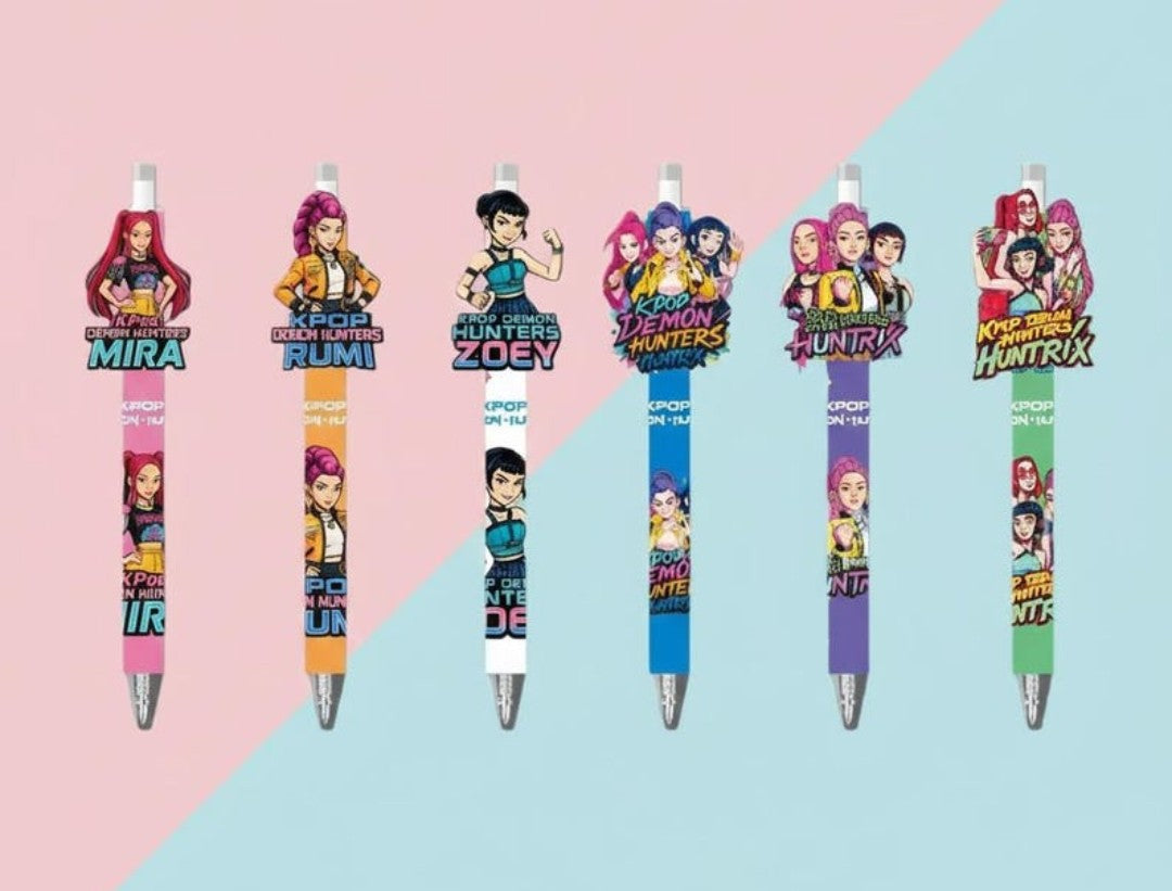 KPop Demon Hunters Boy Girl Pen Set, Cute Anime Stationery, Student Gel Pen Writing Gift, Black Ink School Supply, 0.5mm
