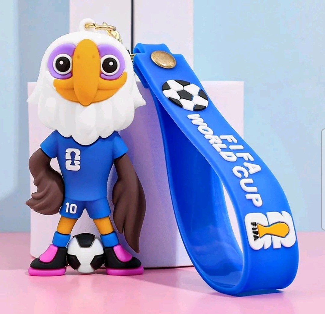 FIFA World Cup 2026 mascot keychain features a cartoon jaguar, commonly identified as Zayu, the mascot representing Mexico.