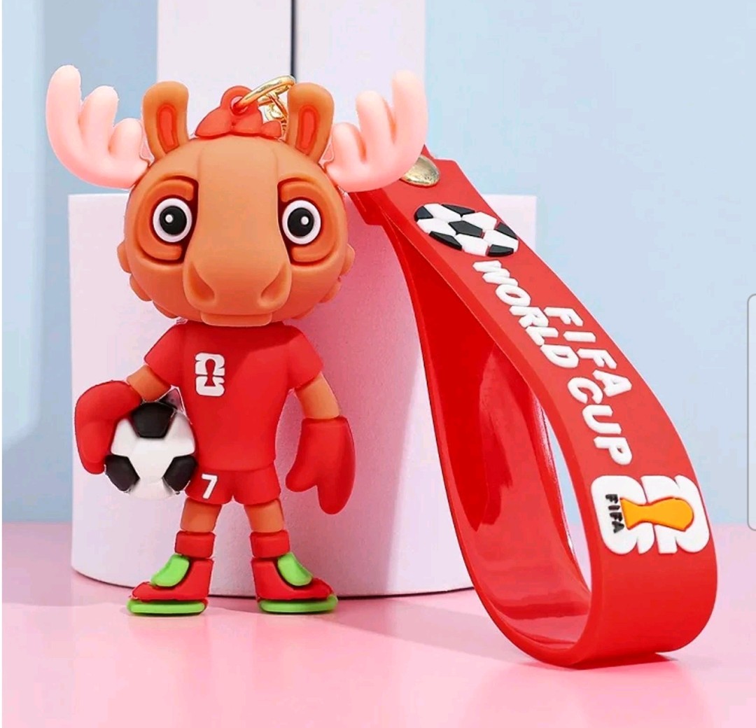 FIFA World Cup 2026 mascot keychain features a cartoon jaguar, commonly identified as Zayu, the mascot representing Mexico.