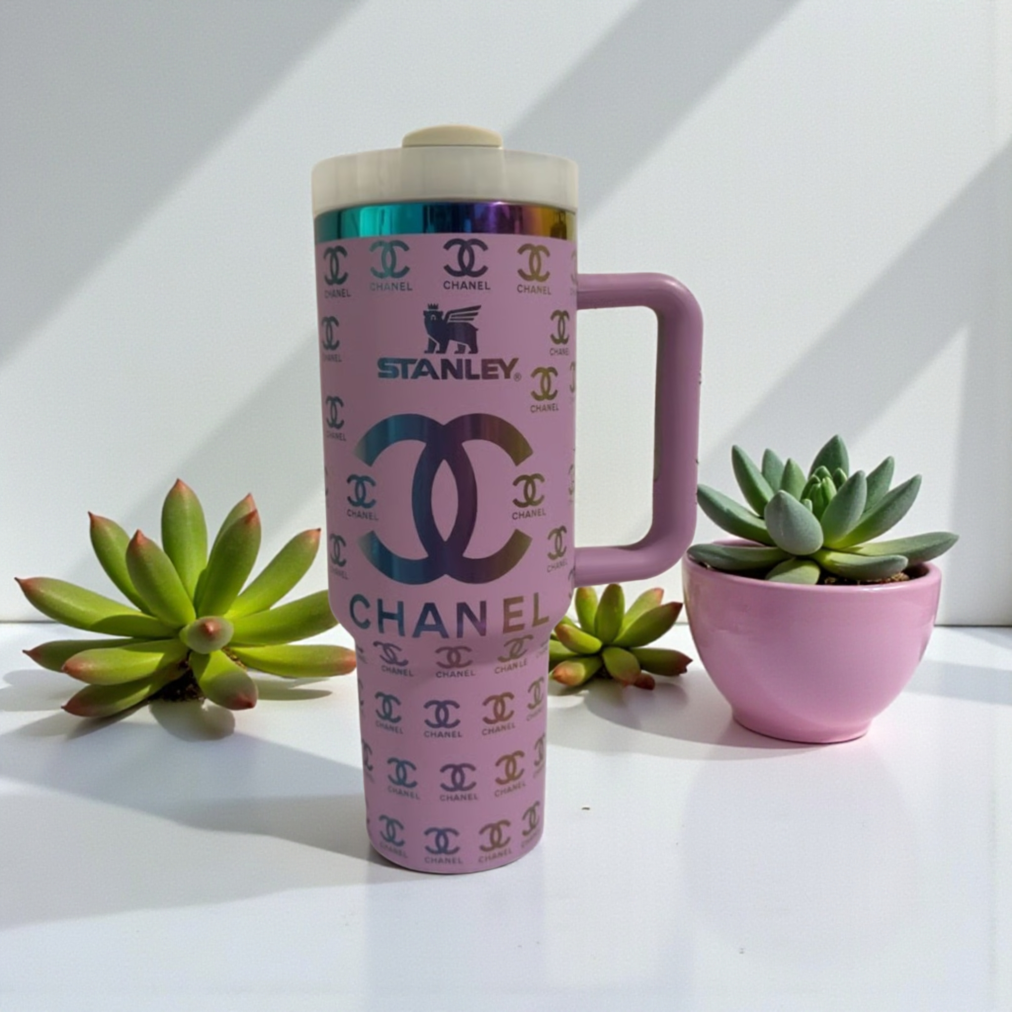 Custom design tumbler protour cup 40oz Chanel icon Laser Engraved new in box diferent colors