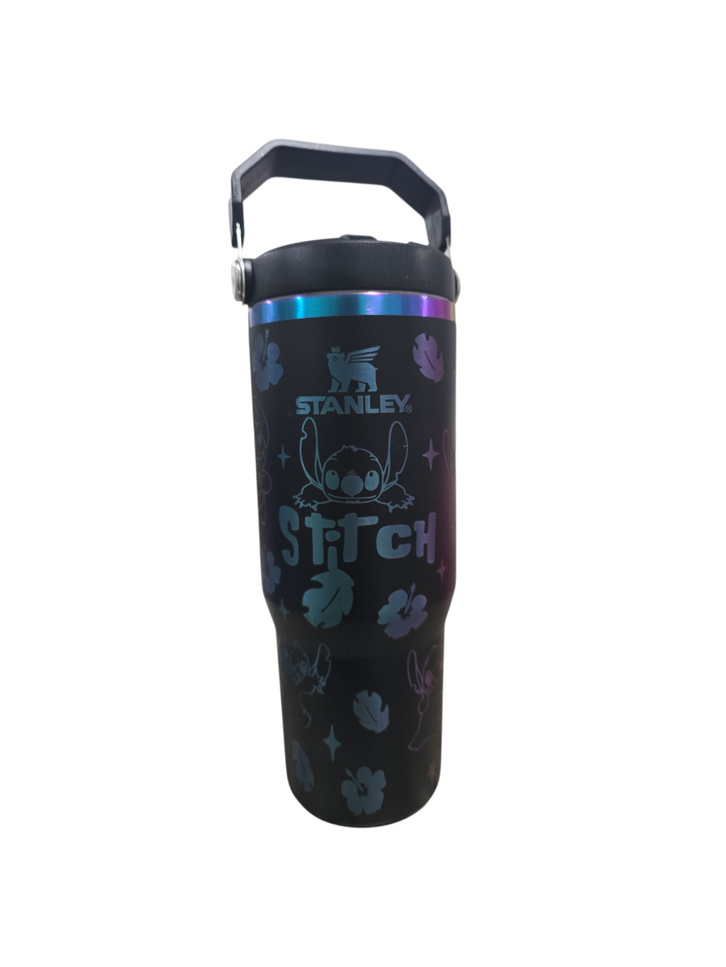 Stitch laser engraved tumbler cup water 30oz with stuff basket gift