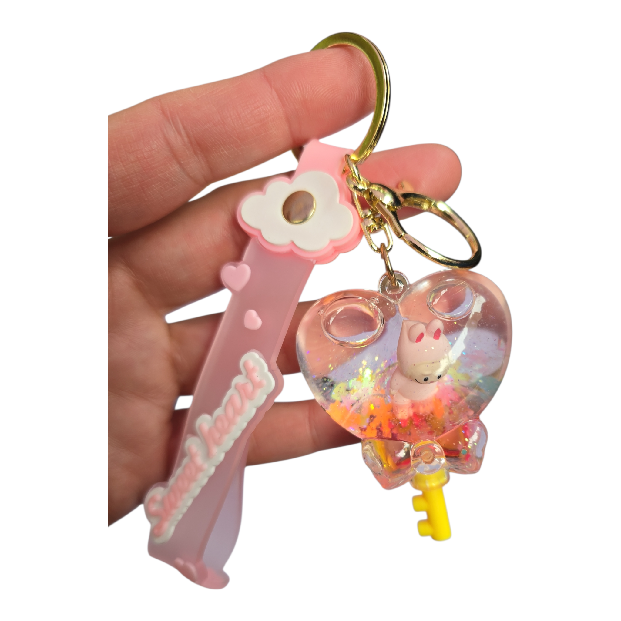 Cute Liquid Heart balloon Key Chain Creative Quicksand Snowflake Floating Jelly Bean Keyring Backpack Pendant KeychainGift