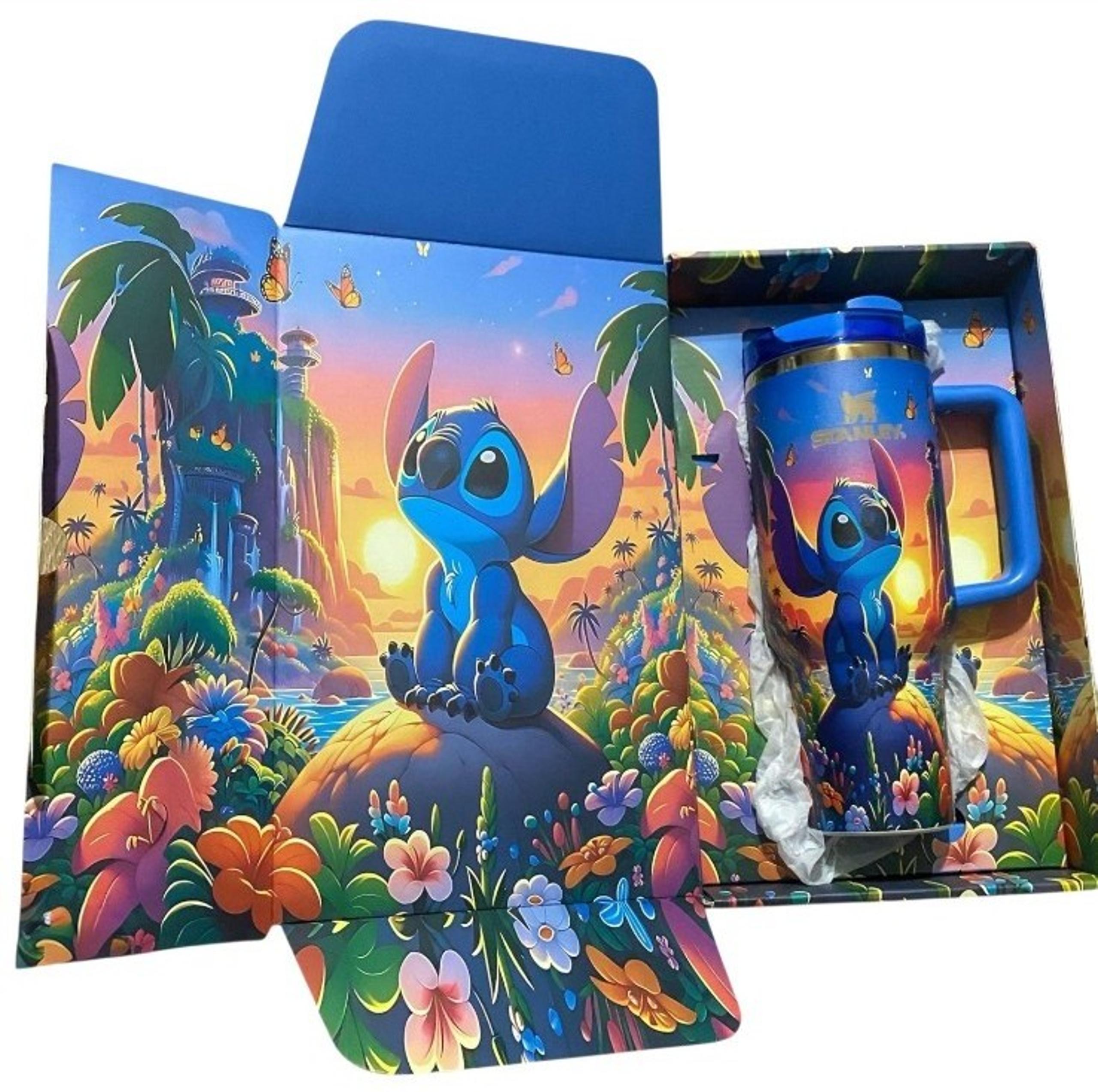 Stitch & Lilo Stanley Tumbler -40oz Custom Cup, Double-Wall, Leakproof Lid, Summer Water Bottle, Cute Gift. Quencher 40oz free stitch straw topper included elegant box.