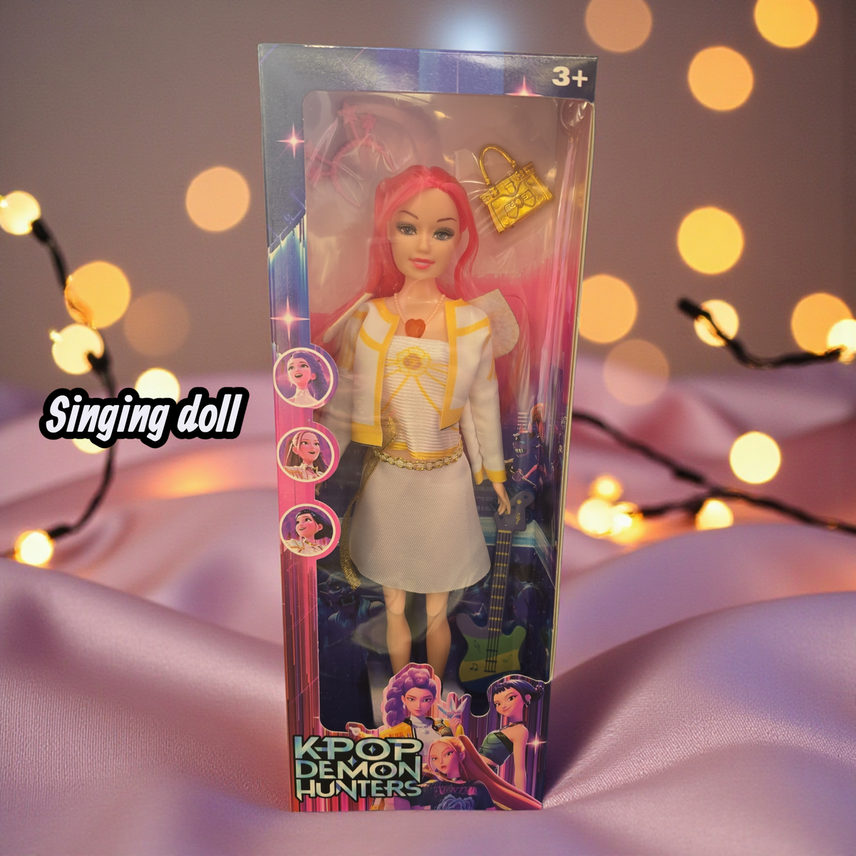 KPop Demon Hunters singing Girl 1 Figure Series Cute Shape  Pvc Model Toy with guitar and purse