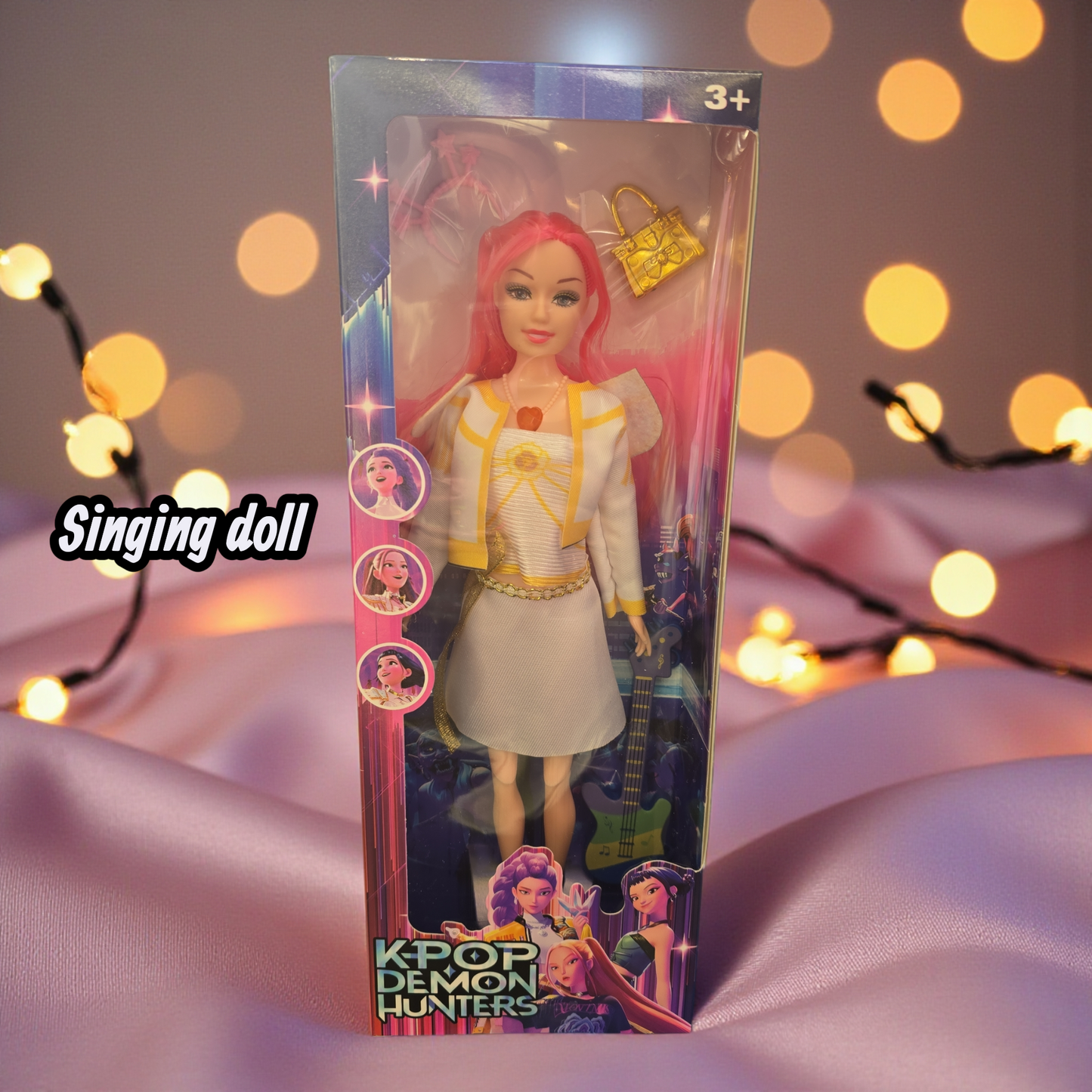 KPop Demon Hunters singing Girl 1 Figure Series Cute Shape  Pvc Model Toy with guitar and purse