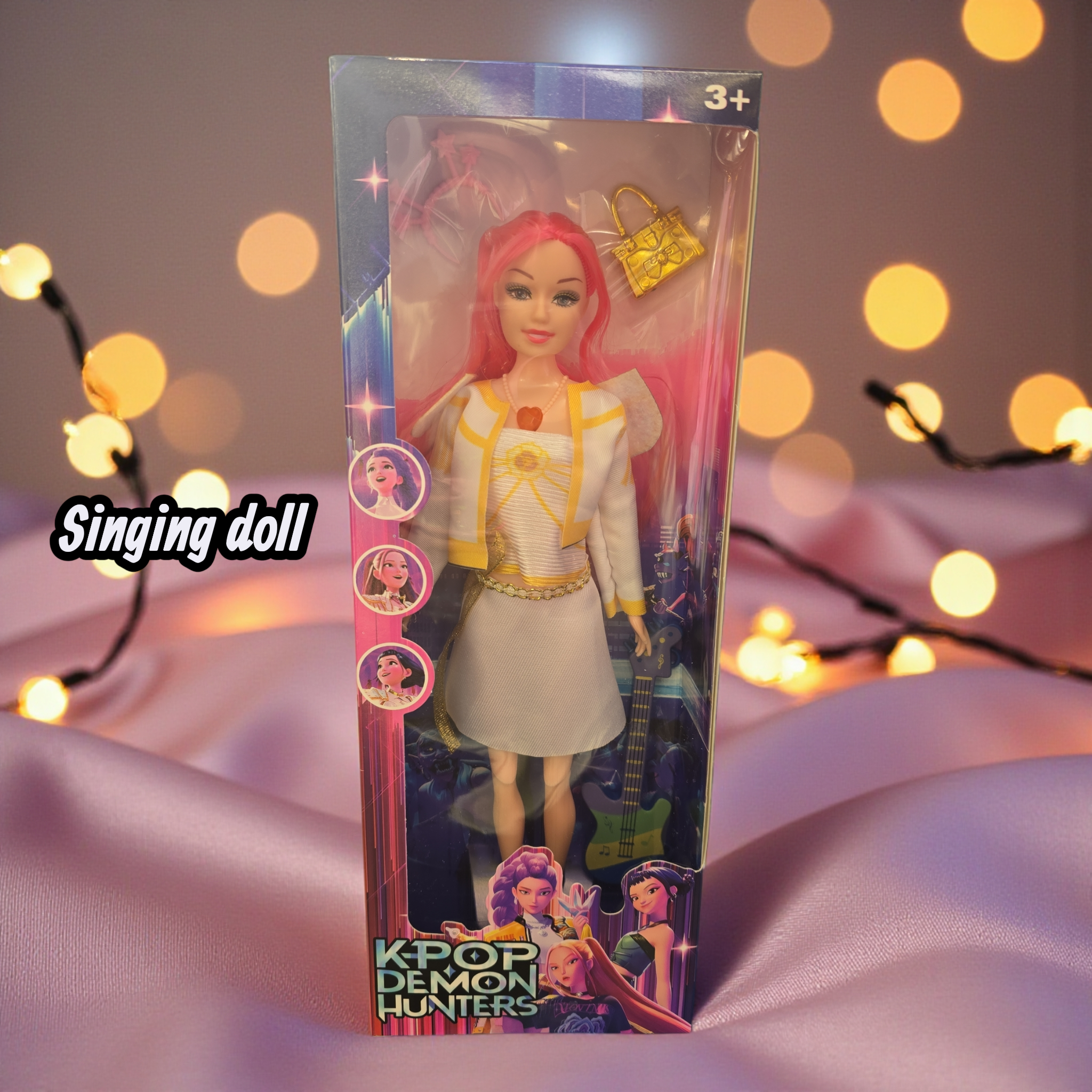 KPop Demon Hunters singing Girl 1 Figure Series Cute Shape  Pvc Model Toy with guitar and purse
