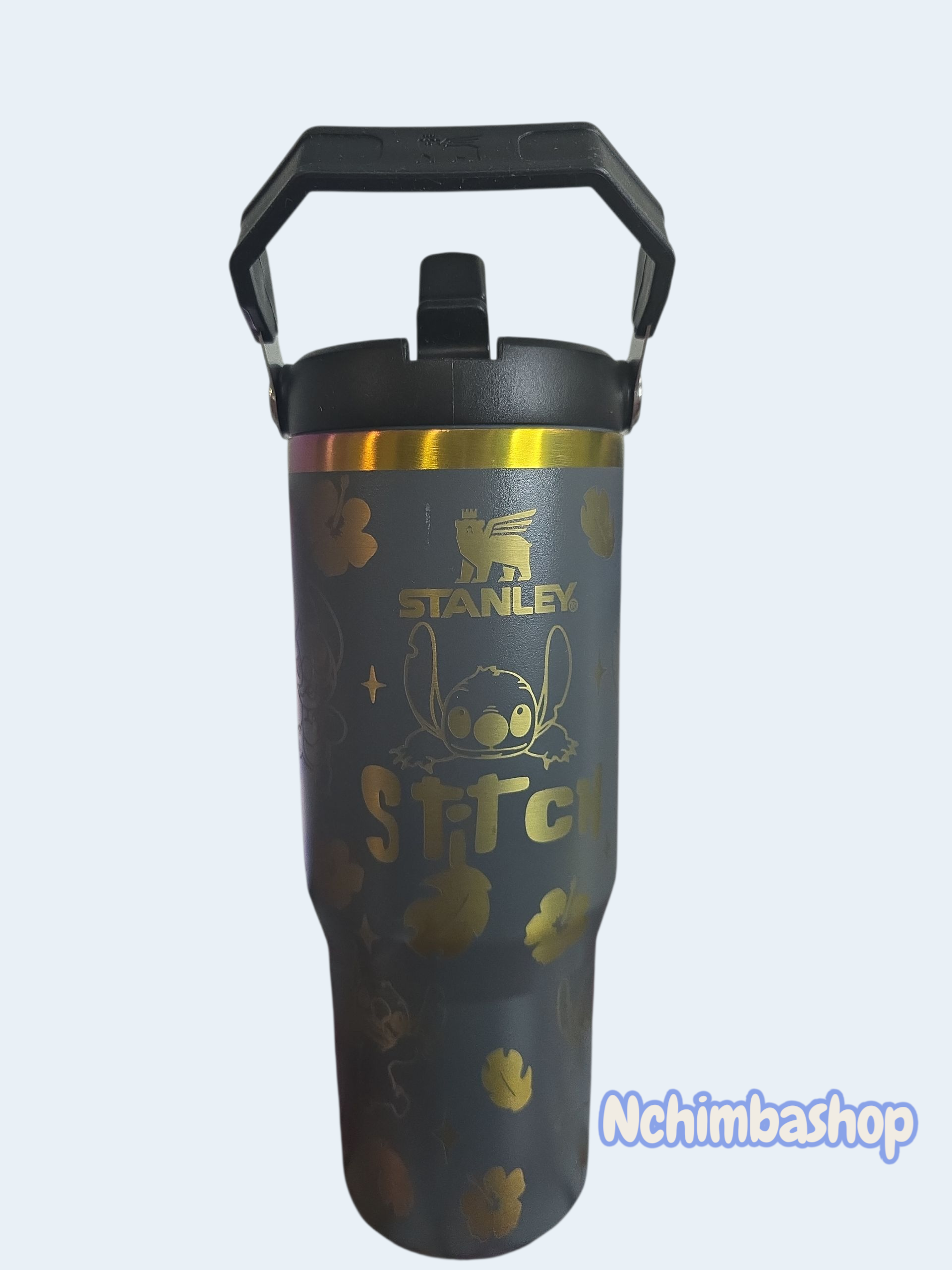 Stitch laser engraved tumbler cup water 30oz