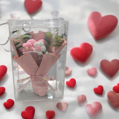 Gift box crochet roses bouquet led light gift in clear box