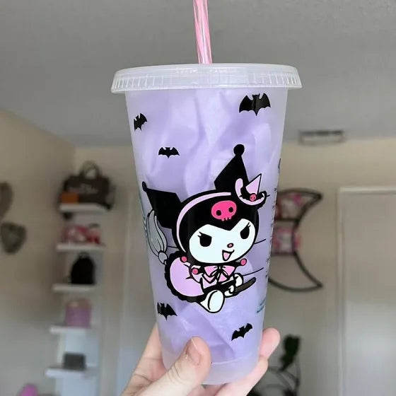 3D UV DTF Transfer Cup Wrap Sticker DIY 16 Oz Glass Coffee Kuromi kitty